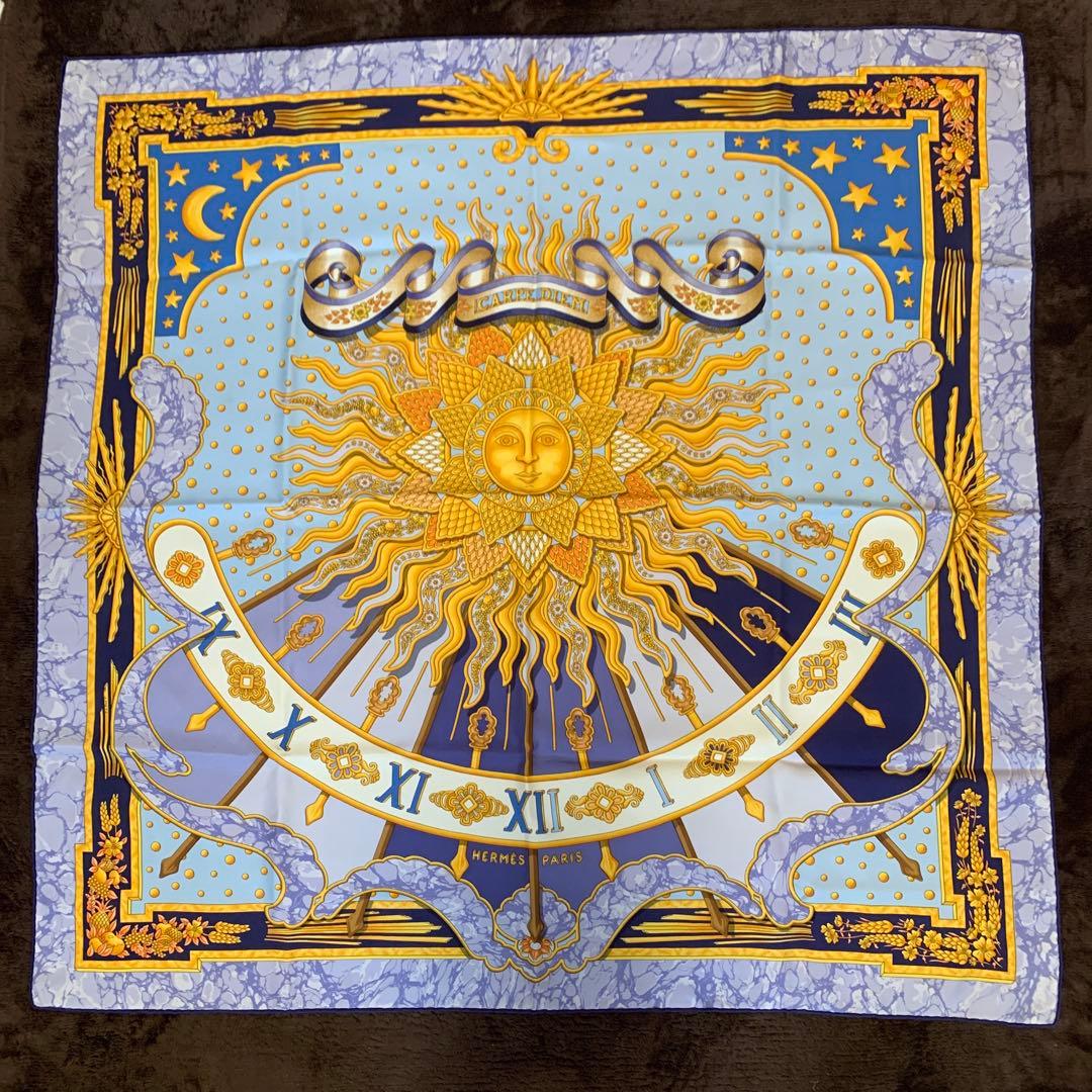 【美品】HERMÈS シルクスカーフ 太陽と星