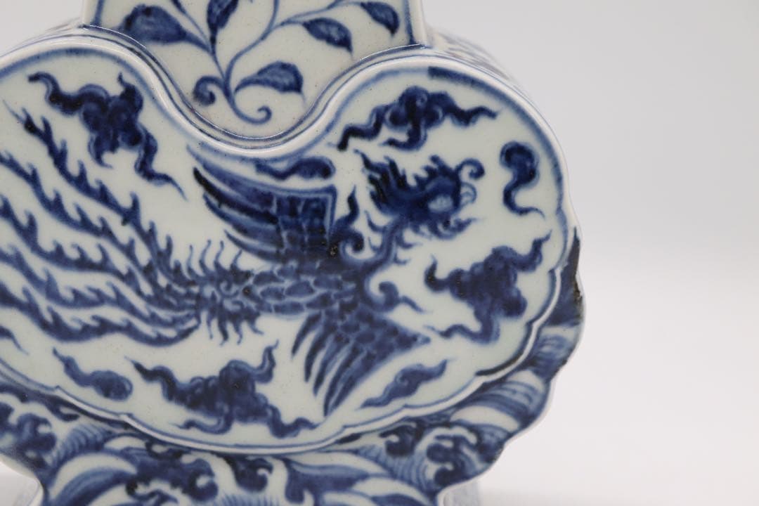 中国　大明宣徳年製銘　龍鳳紋瓶　送料込み0716