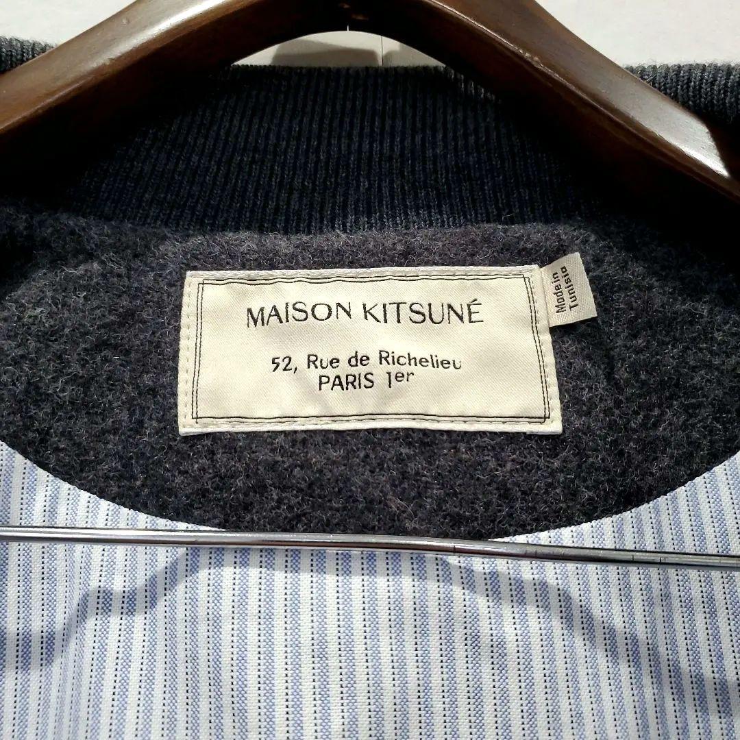 【6.2万、L】メゾンキツネ ウールブルゾン 切り替え ワッペン スタジャン