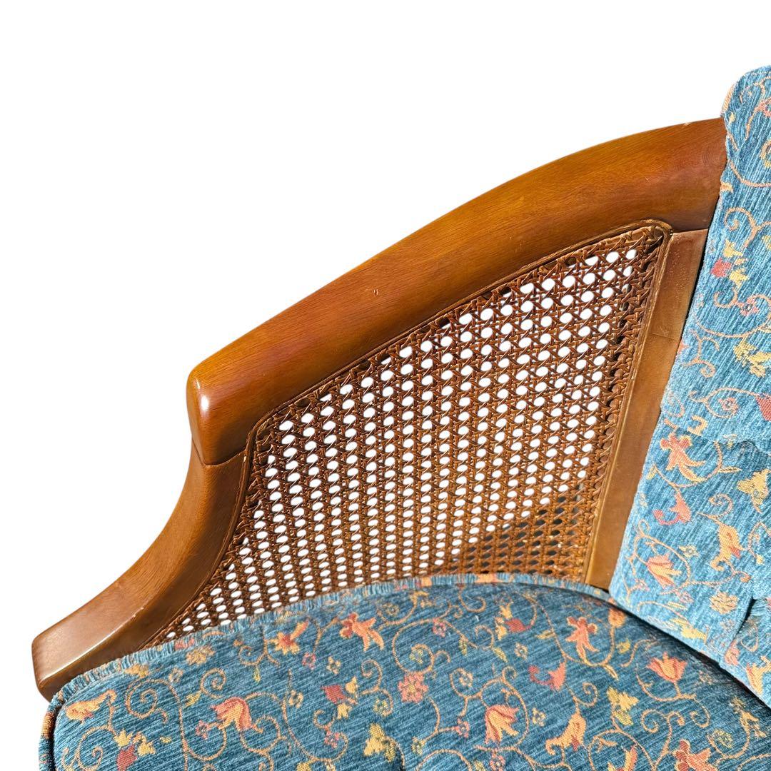 KZ031 【廃盤】三越ブルージュ　カントリーハウス　籐　1Pソファ　小花柄