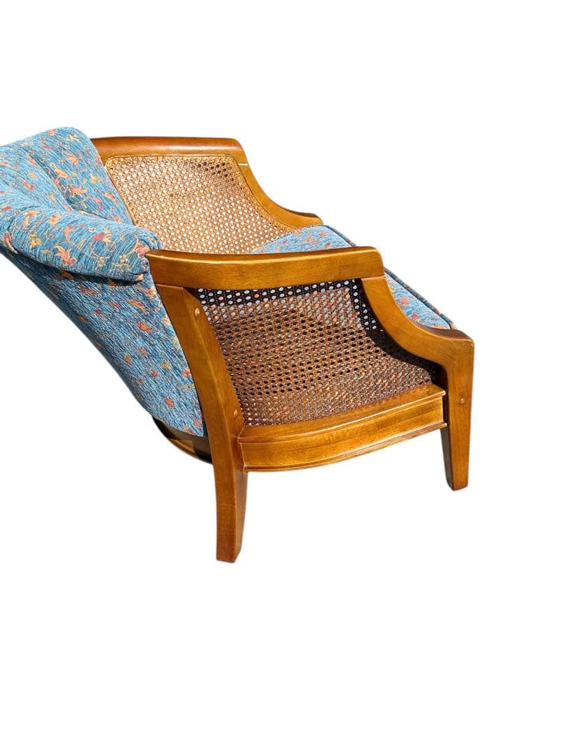 KZ031 【廃盤】三越ブルージュ　カントリーハウス　籐　1Pソファ　小花柄