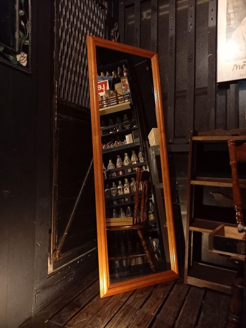 売約済　1970's　欧州　ヴィンテージ　チェリー　ウッド　木製　無垢材　全身鏡