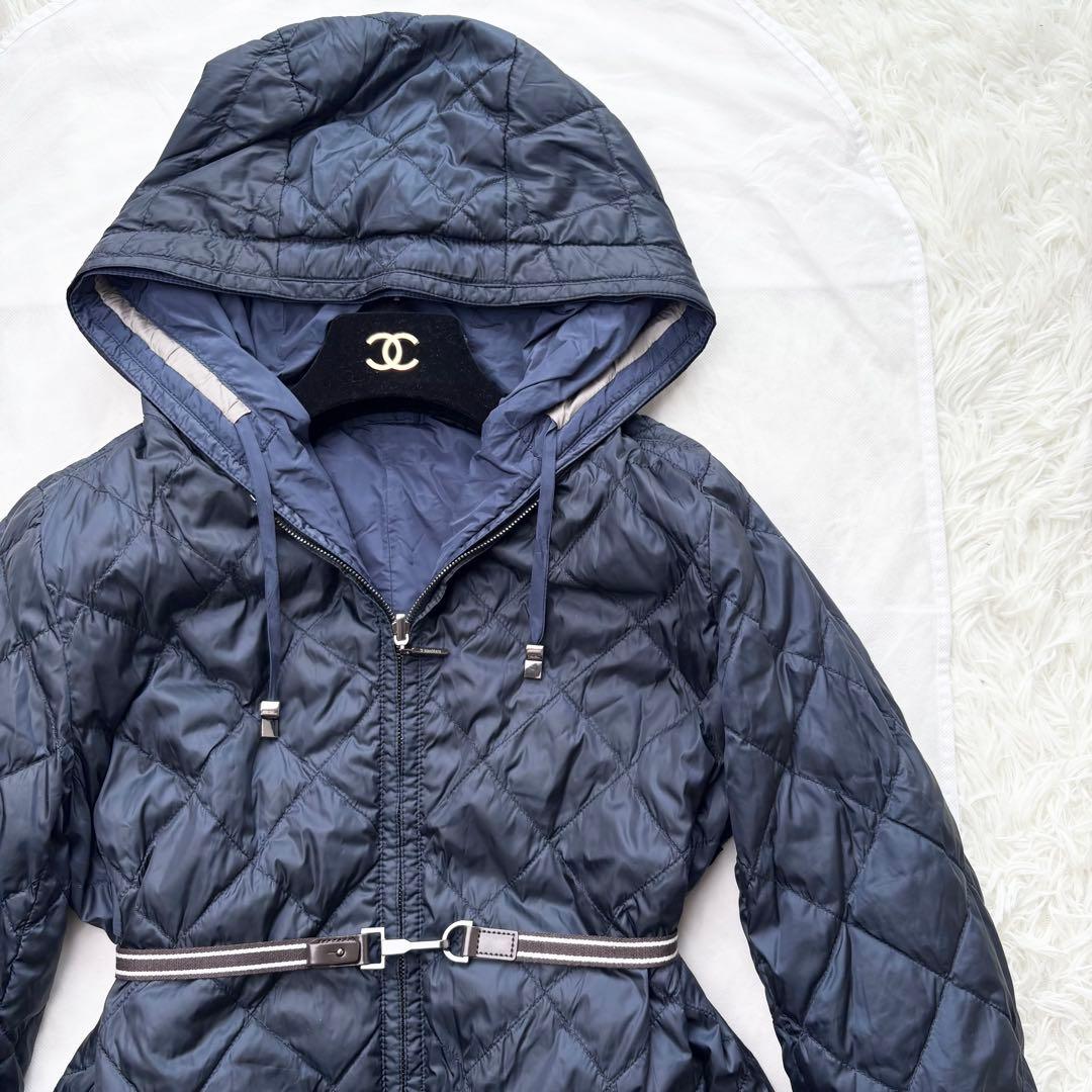 マックスマーラ ライトダウン コート ロング リバーシブル ベルト フード 42