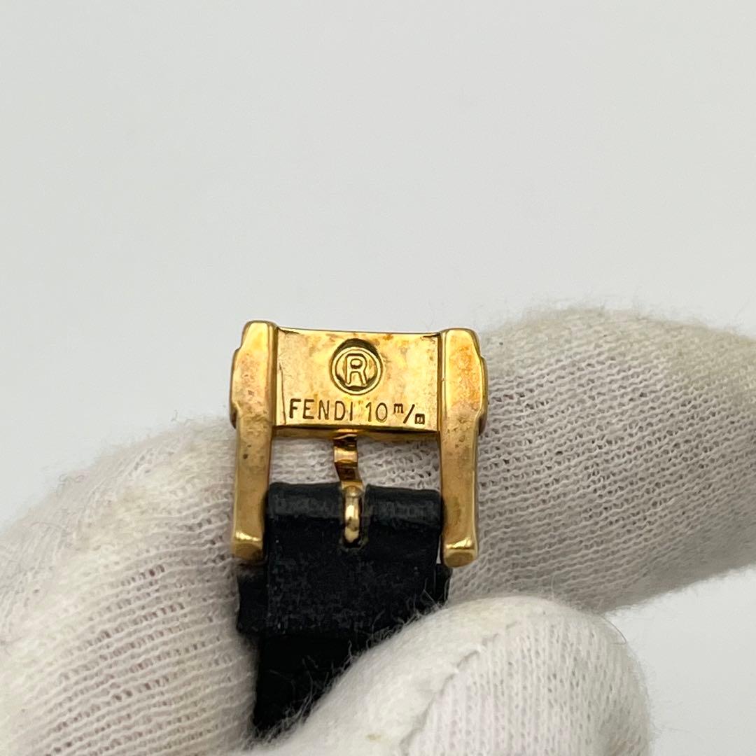 稼動 FENDI 800L ローマン ゴールドベゼル レザーベルト 腕時計