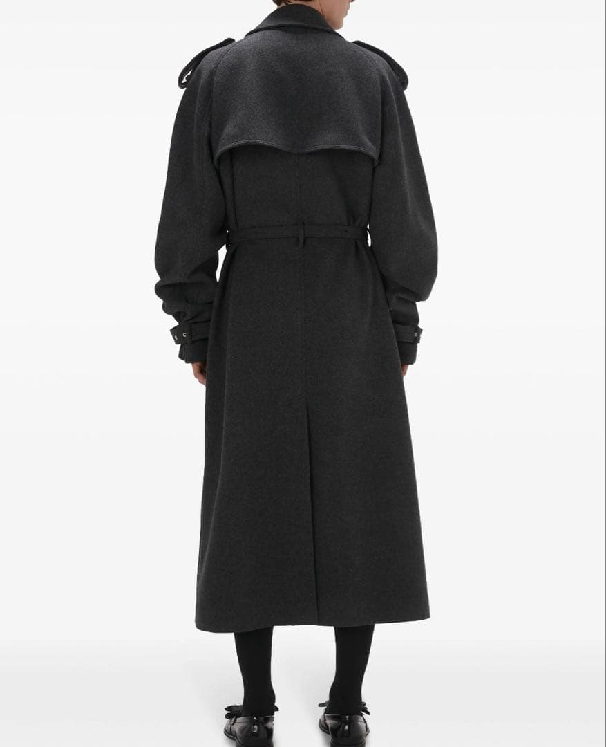 湯jw anderson 24aw グレー ダブルブレスト トレンチコート