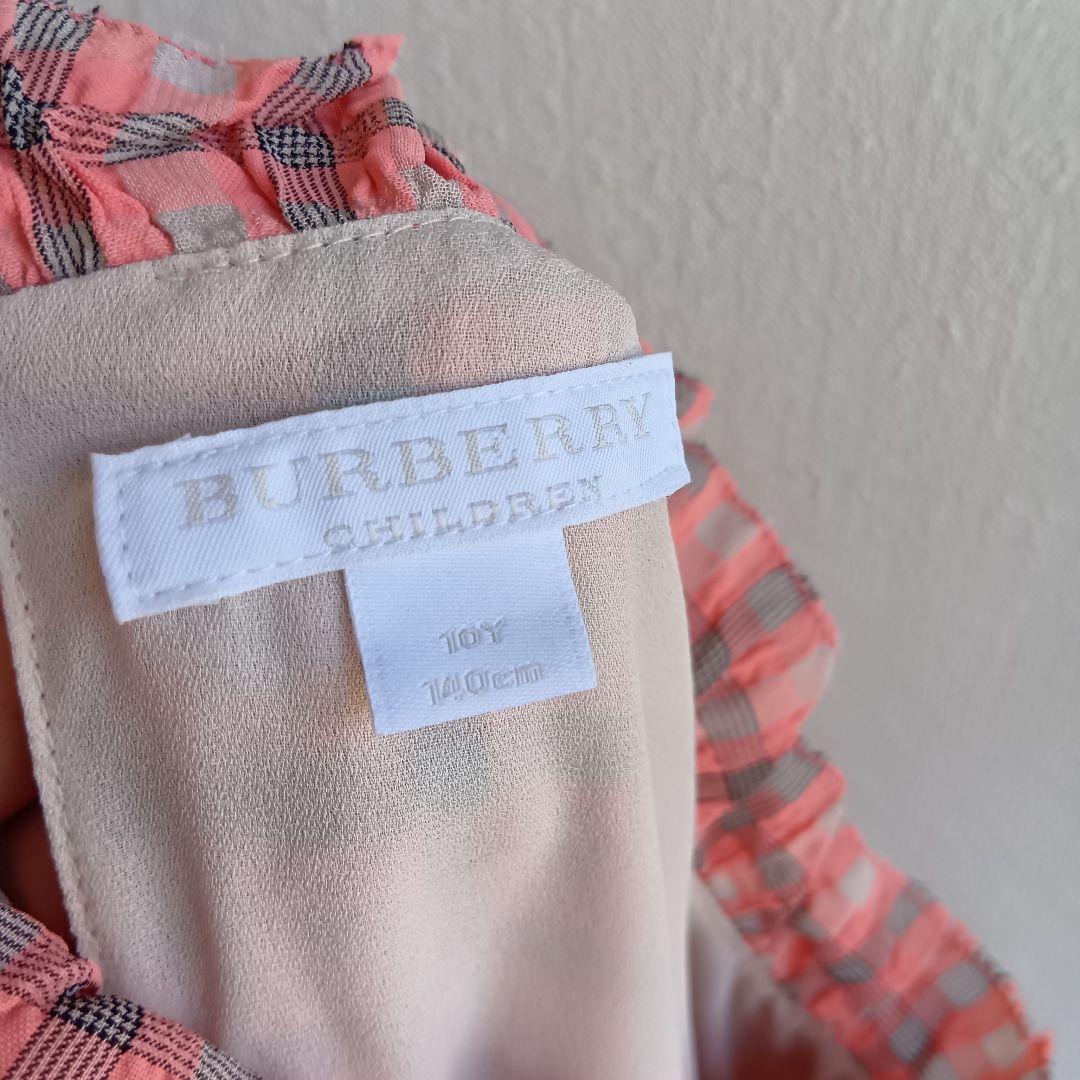 BURBERRY CHILDREN チェック柄ワンピース フリル ピンク