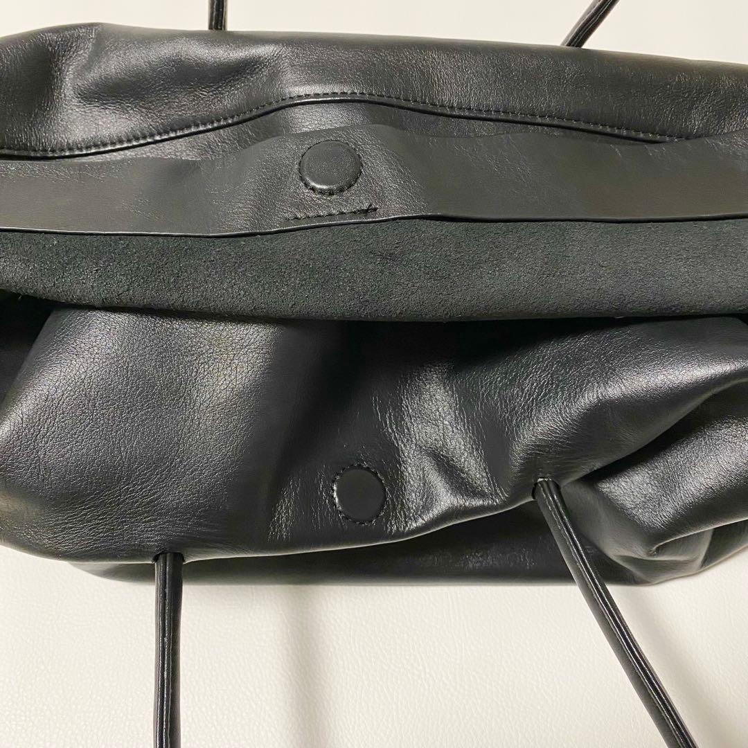 Hoaw フラップボストンバッグ　トートバッグ　レザー　大容量　黒　マグネット