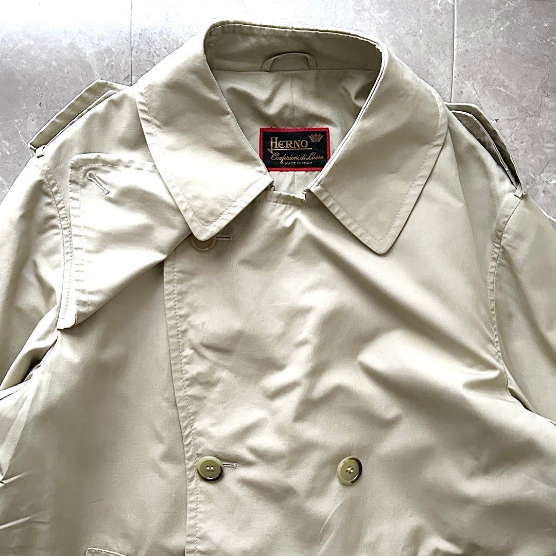 HERNO 90s 馬柄 裏地 シルク コットン トレンチコート サイズL XL