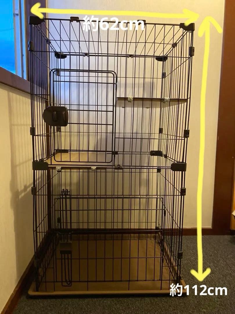 キャットケージ 2段構造 黒