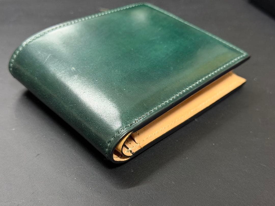 flathority シェルコードバン　二つ折り財布　グリーン