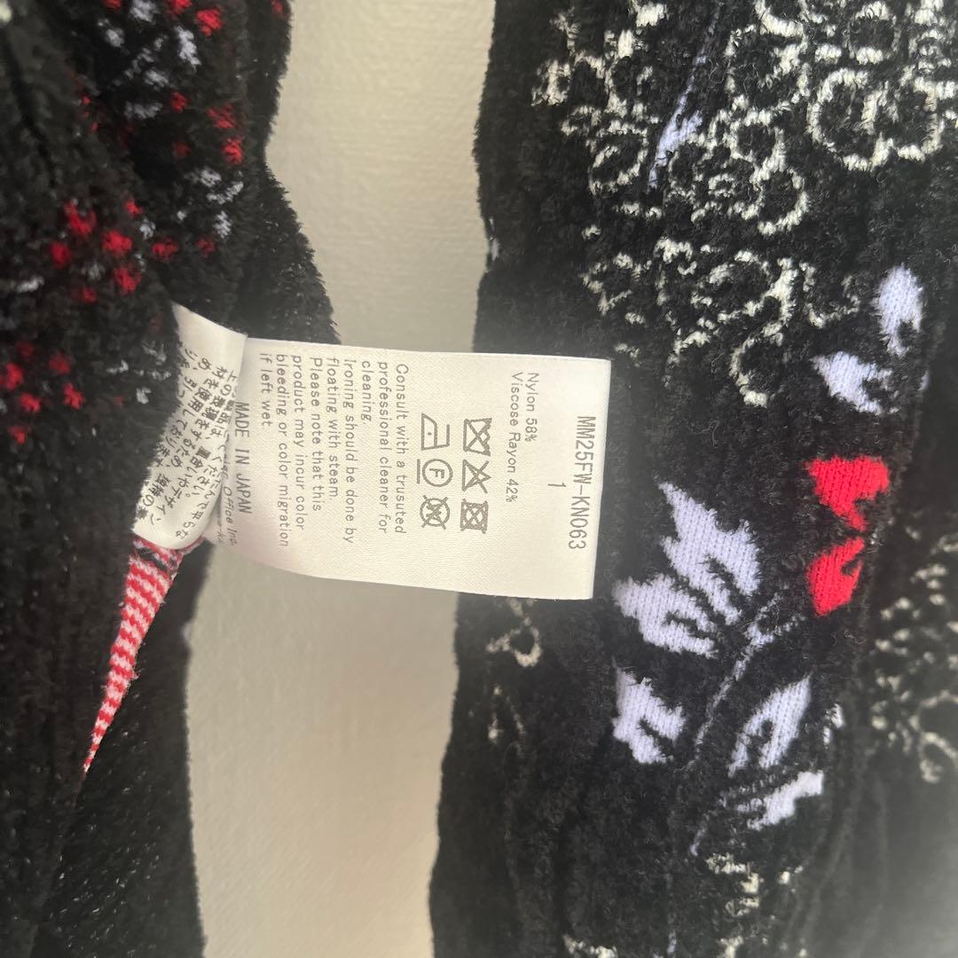 マメクロゴウチ　フローラルモチーフニット　ブラック　1 mame