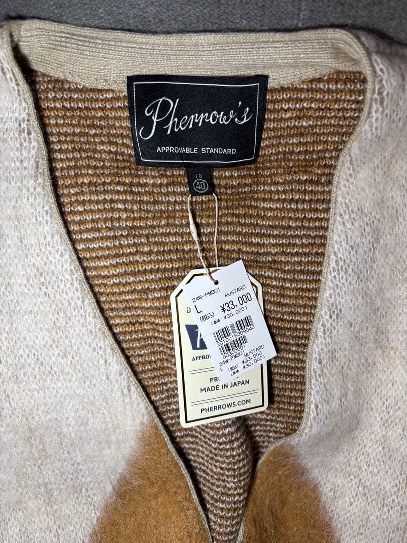 PHERROW’S モヘアカーディガン 24W-PMSC1 L マスタード