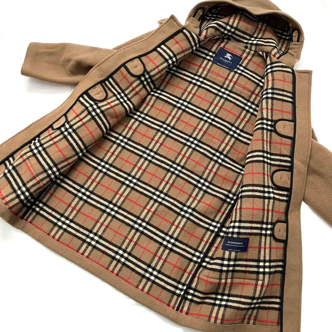 バーバリー 英国製 ダッフルコート キャメル 100%ウール ノバチェック裏地