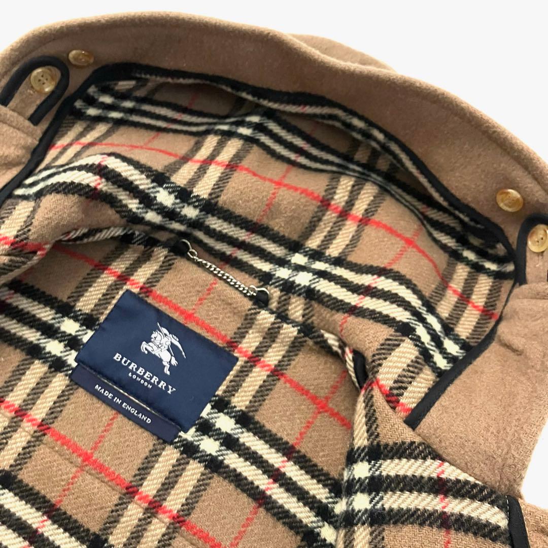 バーバリー 英国製 ダッフルコート キャメル 100%ウール ノバチェック裏地