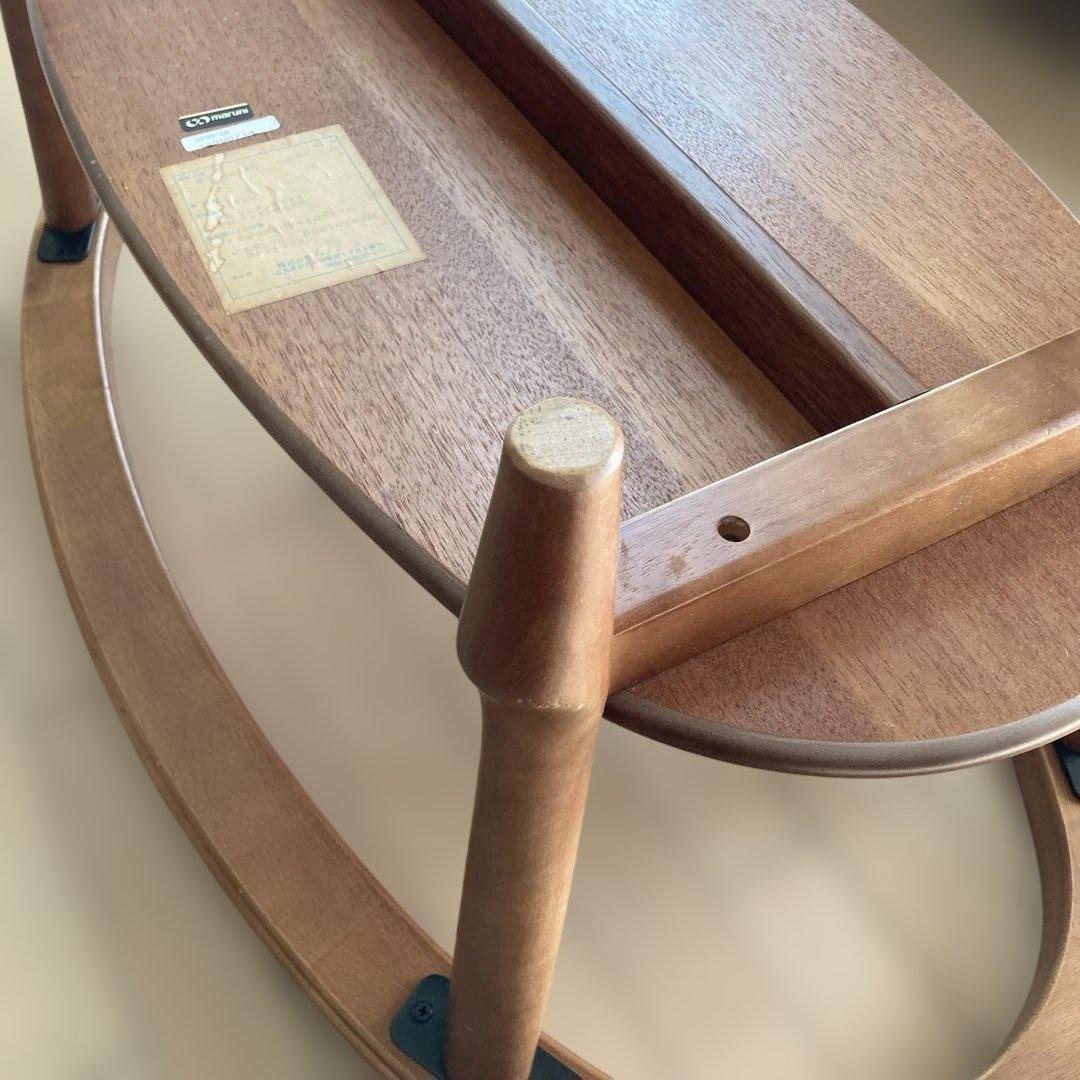 マルニ木工　オーバル　木製ガラステーブル　センターテーブル