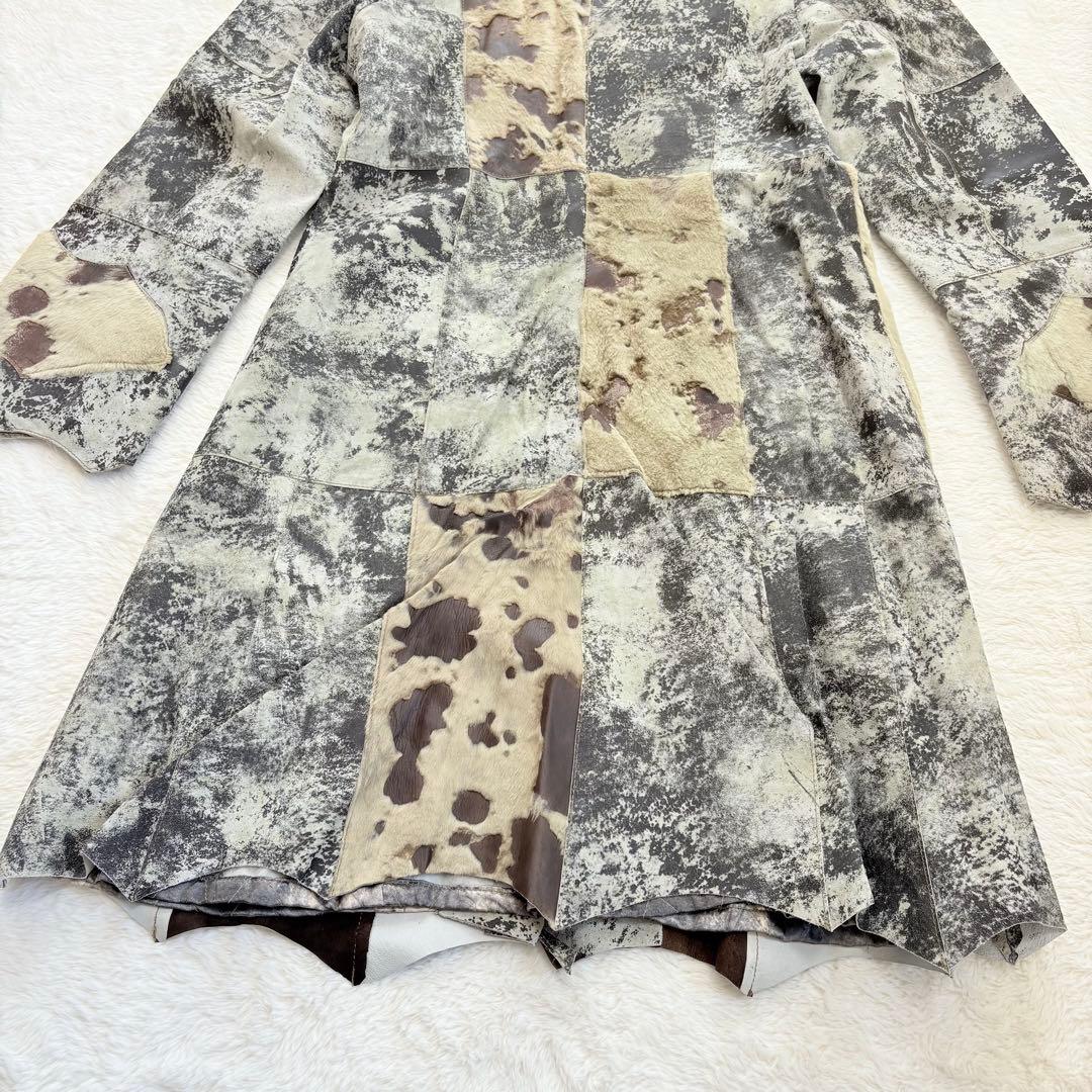 ENAGA パッチワークレザーロングコート　2XL ギザギザカット　派手　香港製