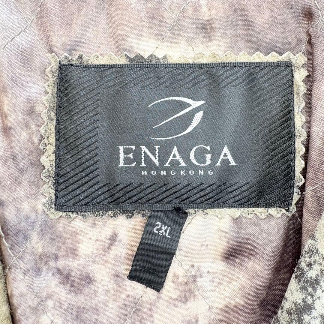 ENAGA パッチワークレザーロングコート　2XL ギザギザカット　派手　香港製