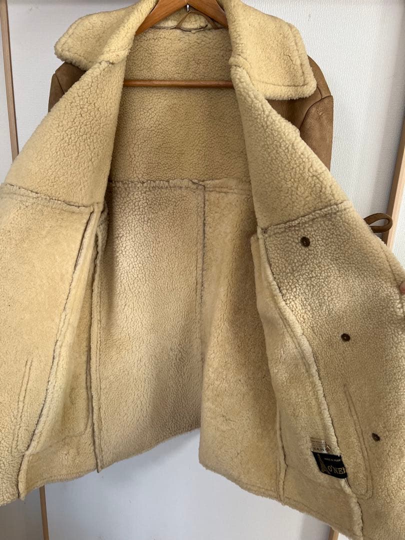 MOUTON コート　ボア襟付き　高級品　ムートンコート　美品　フランス製