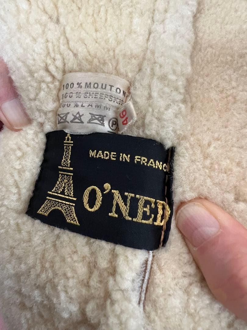 MOUTON コート　ボア襟付き　高級品　ムートンコート　美品　フランス製