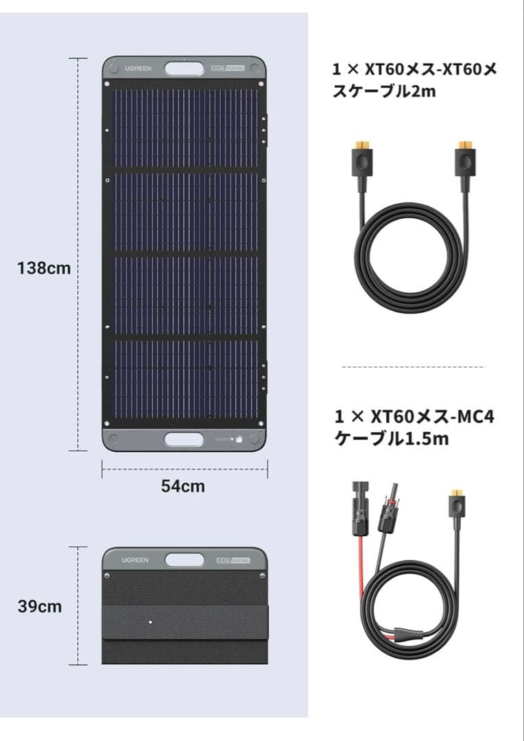 UGREEN 100W ソーラーパネル SC100