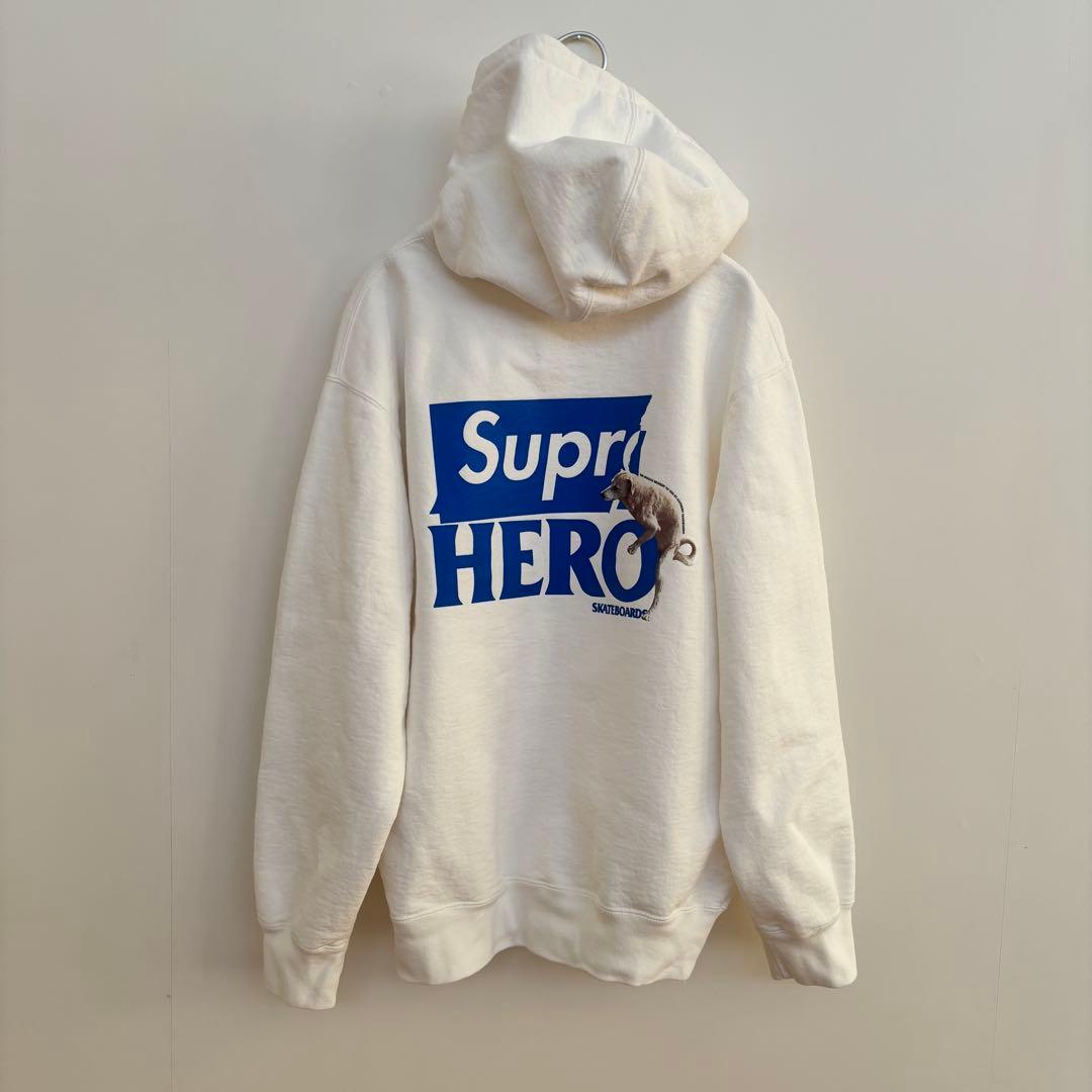 シュプリームSUPREMEビッグロゴフードパーカ ANTIHERO Dog L