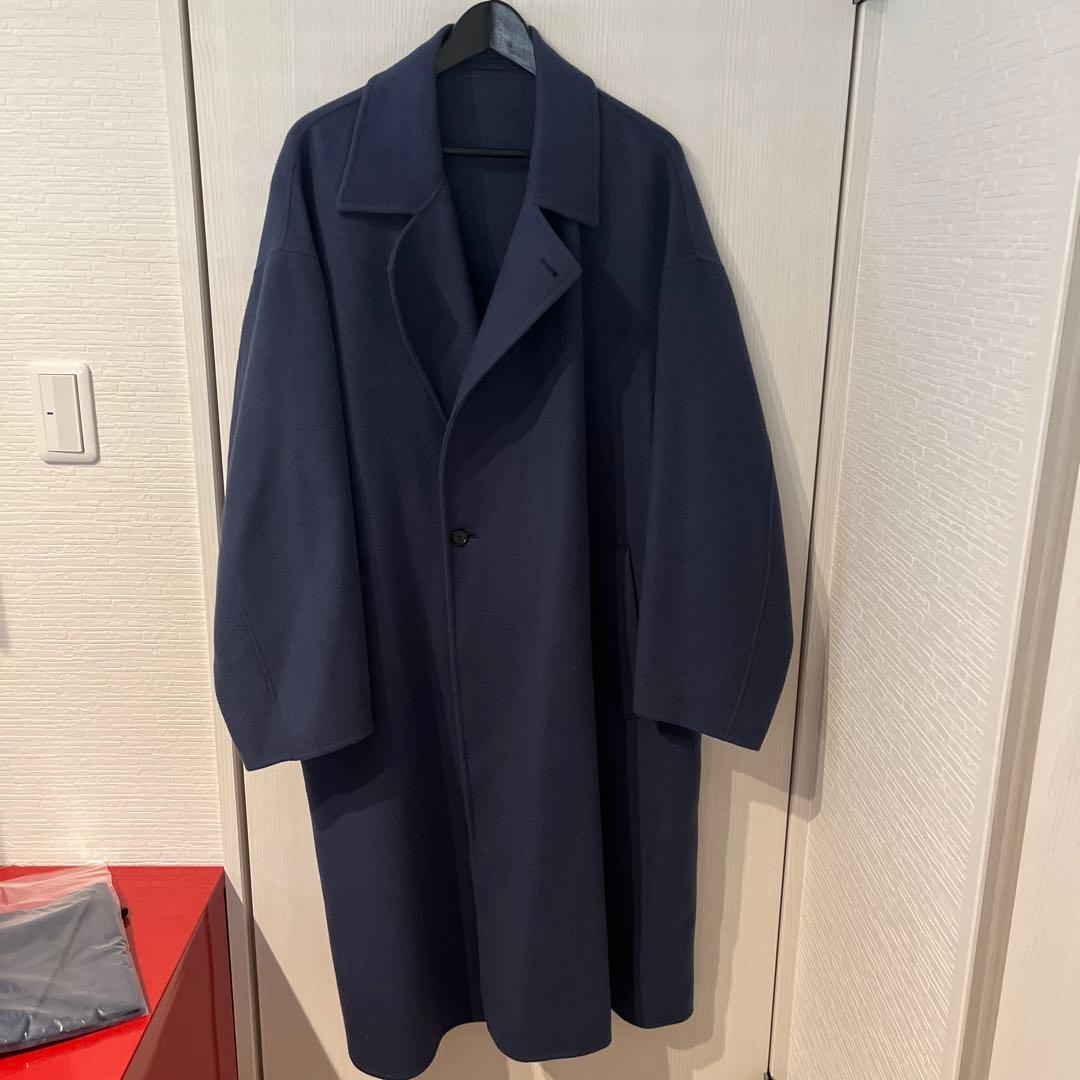 アダムエロペ adam et ropeダブルブレスト ロングコート ブルー L