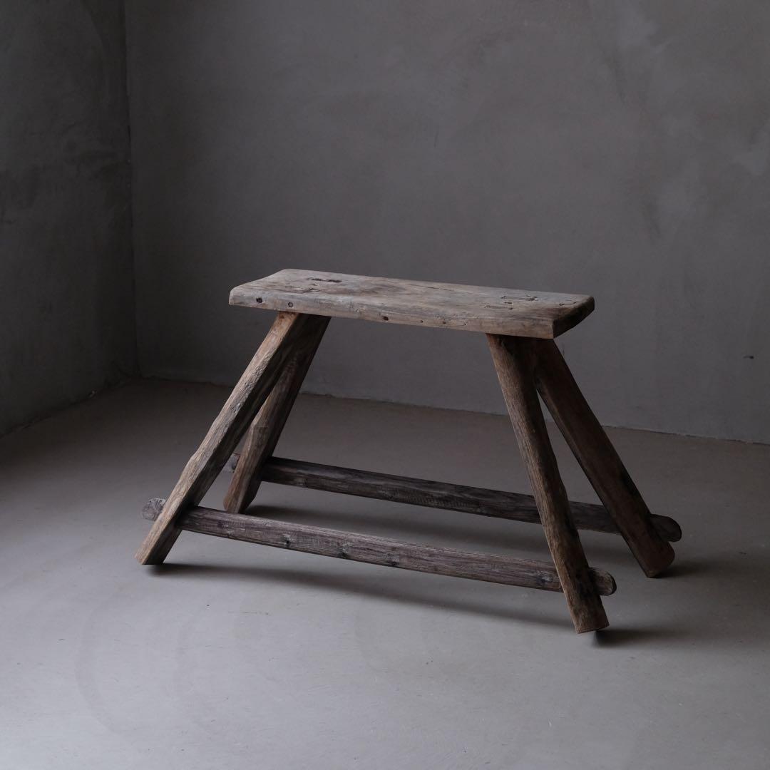 古い木製スツール　ベンチ チェア 椅子 展示台 花台 プリミティブ 古家具 骨董