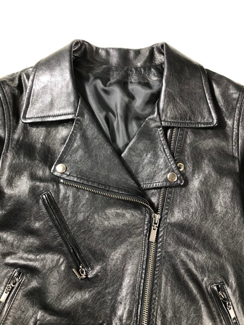 【美品✨】本革 ダブルライダースジャケット 羊革 イタリア トレンド 軽量 M