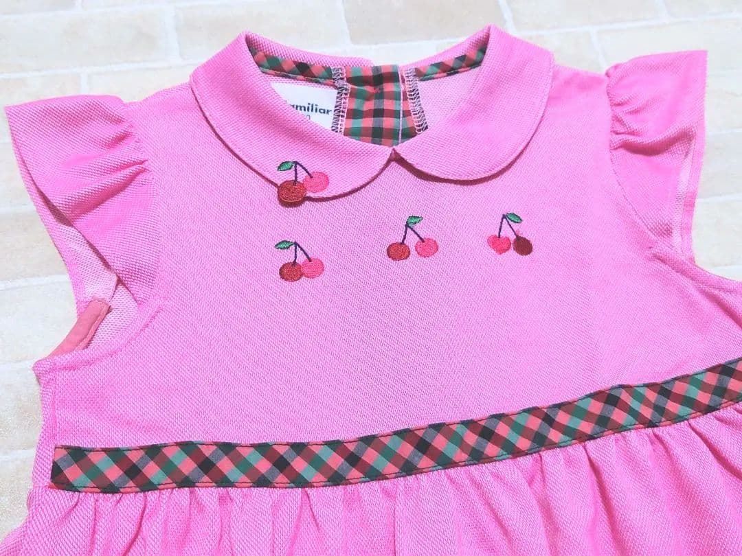 美品　familiar　ファミリア　さくらんぼ　半袖　ポロワンピース　90