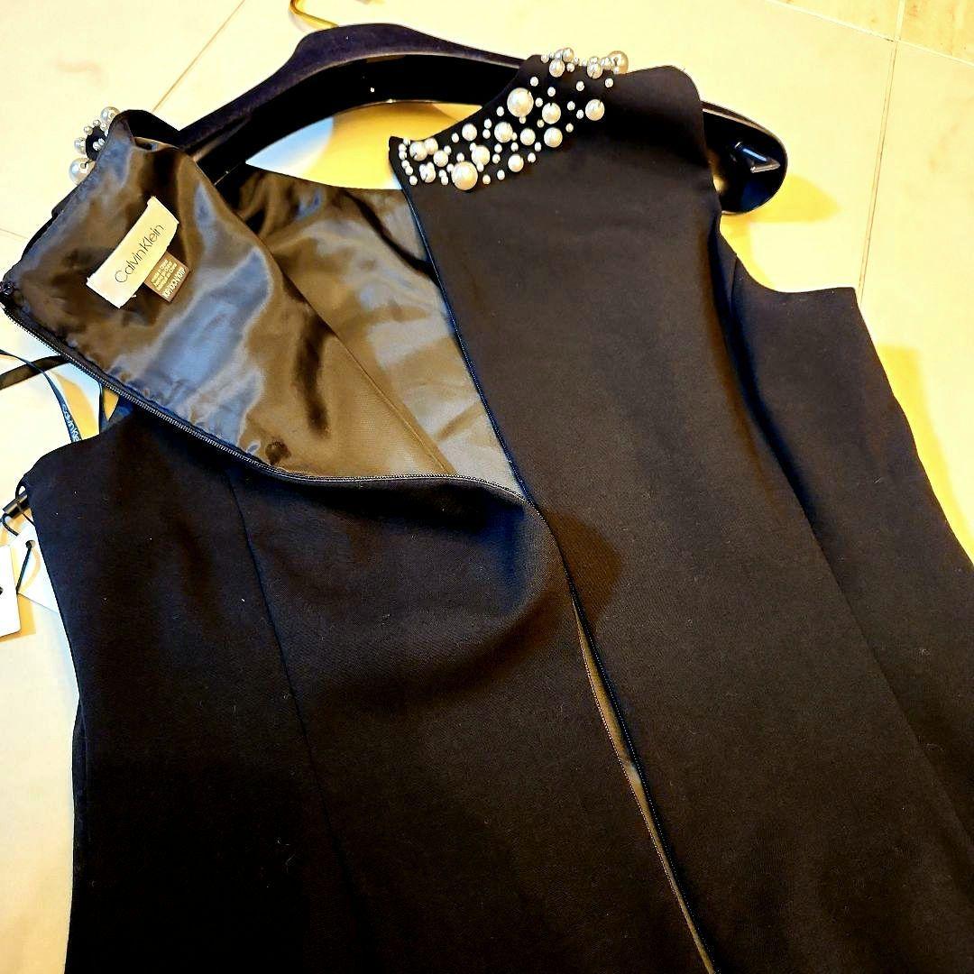 再度のお値下げ‼️【新品】カルバンクライン　パールビジューワンピース