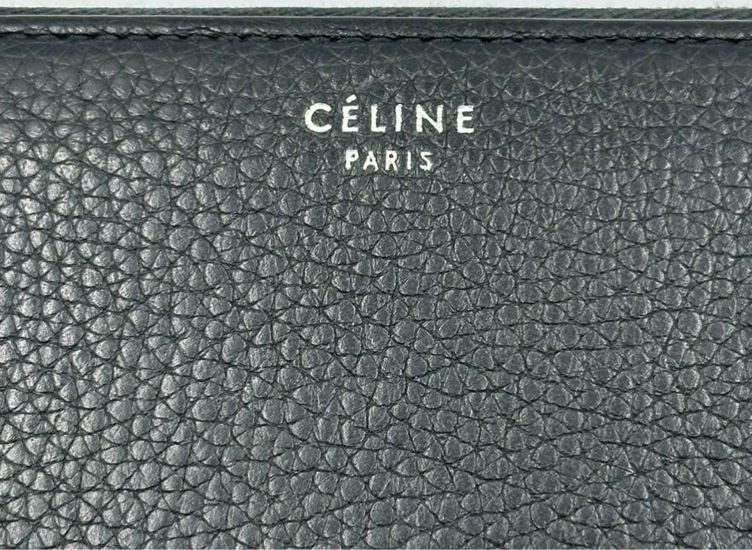 CELINE 長財布 ロゴ ラウンドファスナー レザー ブラック 黒色　©