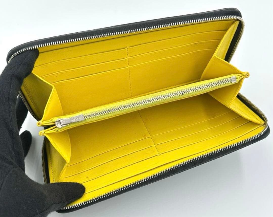 CELINE 長財布 ロゴ ラウンドファスナー レザー ブラック 黒色　©