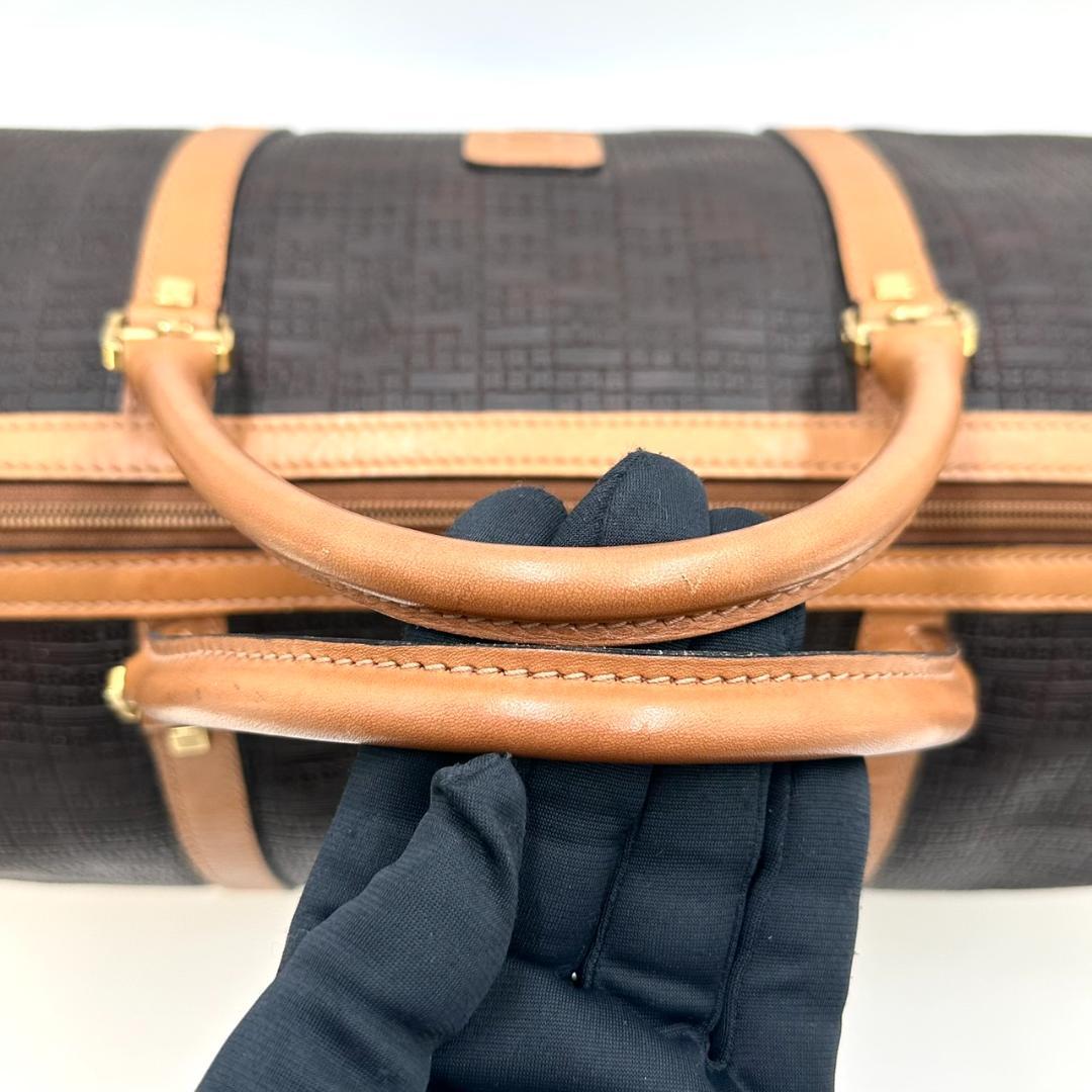 BALLY バリー ボストンバッグ 旅行用バッグ Bロゴ総柄 ゴールド金具 茶系