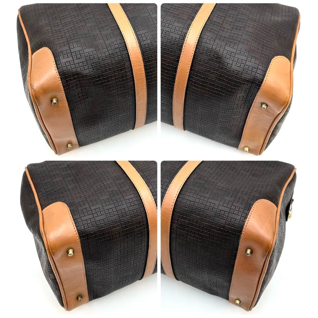 BALLY バリー ボストンバッグ 旅行用バッグ Bロゴ総柄 ゴールド金具 茶系