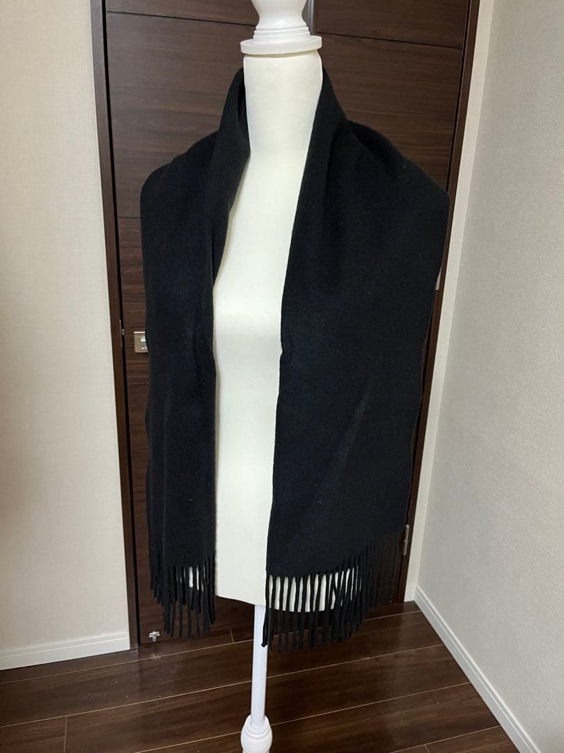 HERMES カシミア ブラックマフラー　　メンズ