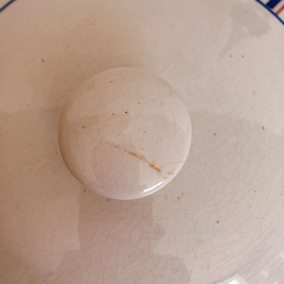 リュネビル バスク柄スーピエール　トリコロールカラー　フランスアンティーク食器