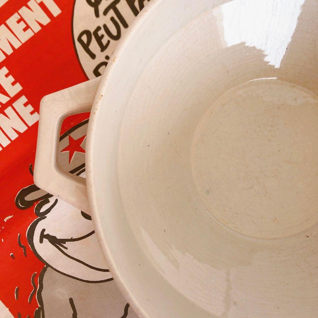 リュネビル バスク柄スーピエール　トリコロールカラー　フランスアンティーク食器