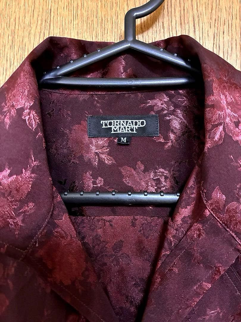 TORNADO MART シャドーボタニカル ストレッチボルドーシャツ