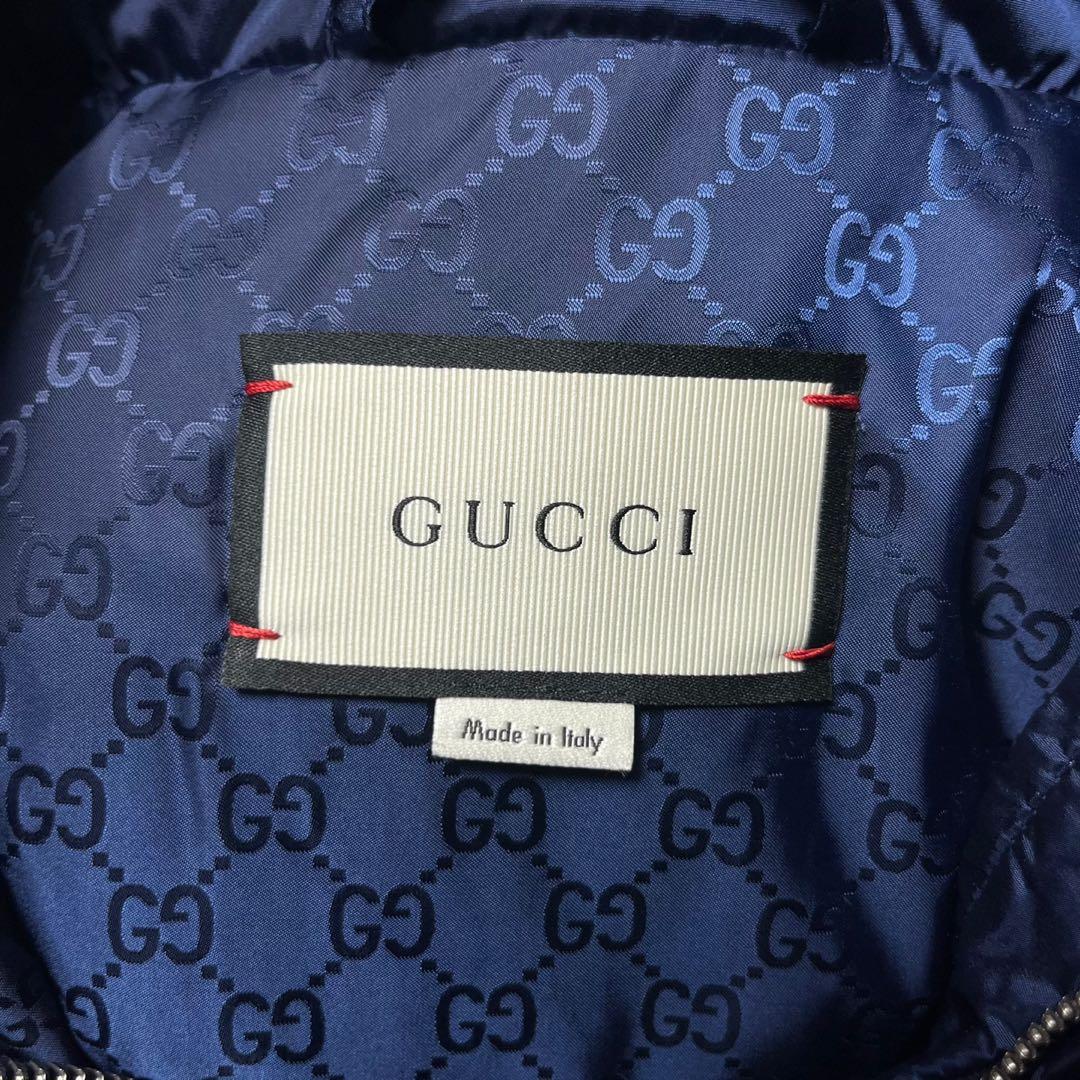 グッチ GUCCI☆ワッペンロゴ入りダウンベスト 裏地GG柄 総柄 美品
