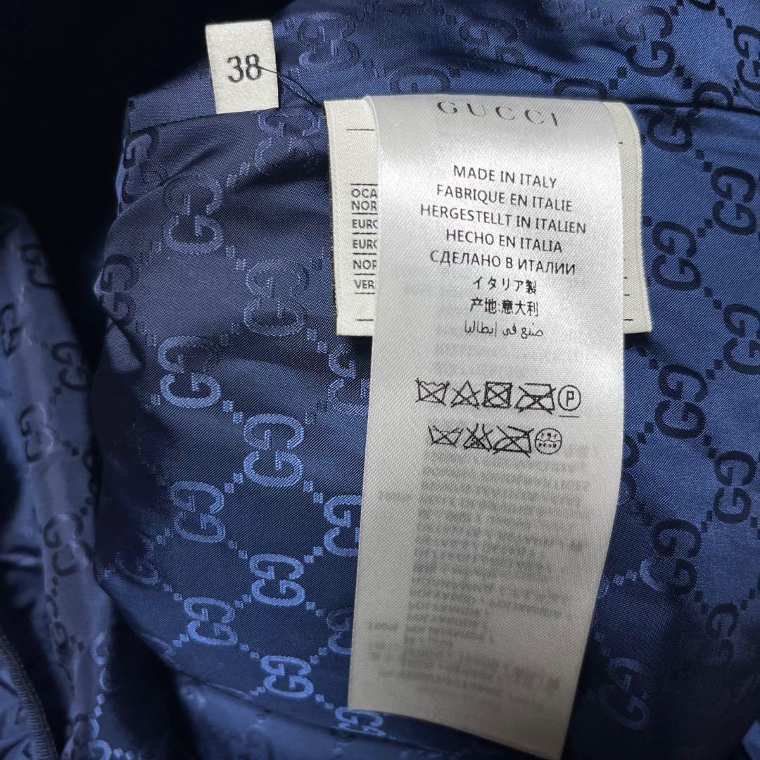 グッチ GUCCI☆ワッペンロゴ入りダウンベスト 裏地GG柄 総柄 美品