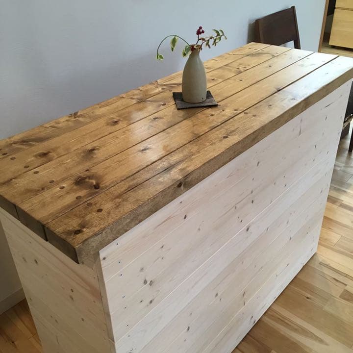 カフェ風　カウンターテーブル カントリー バーカウンター オーダー可能 レジ台