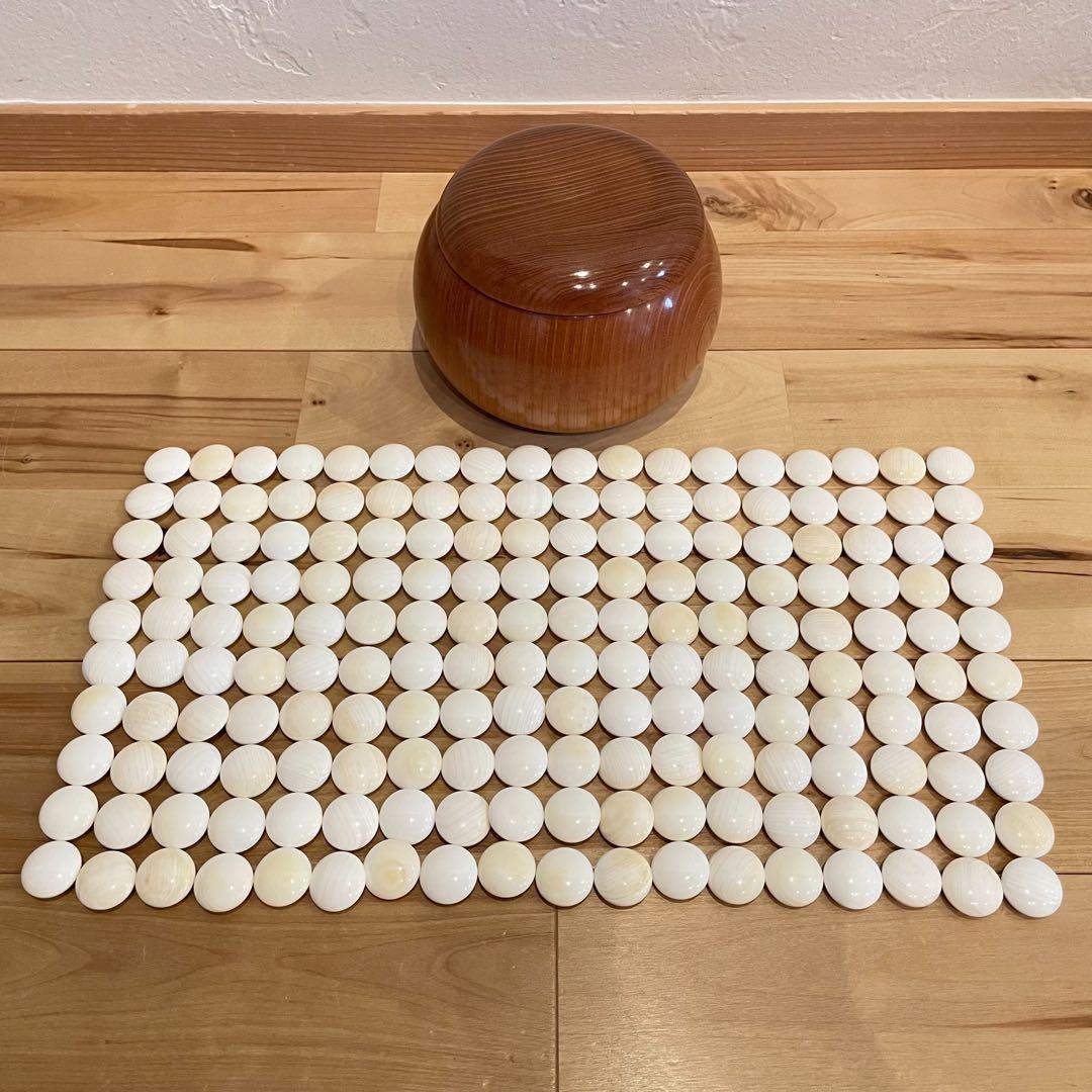 美品‼️高級碁石 那智黒 181個 蛤 180個 けやき碁筒付き 33〜34号