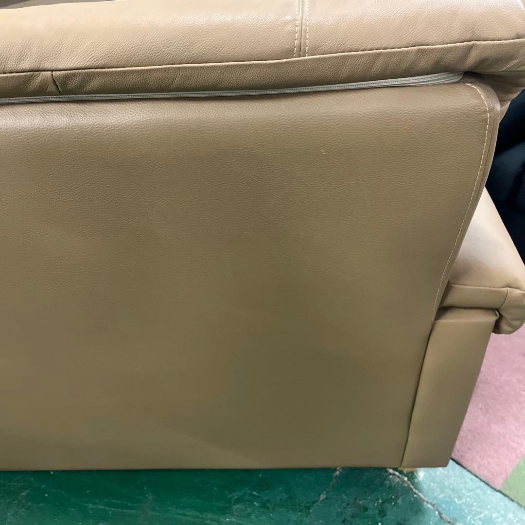 ベージュ レザー 2人掛けソファー インテリア 家具