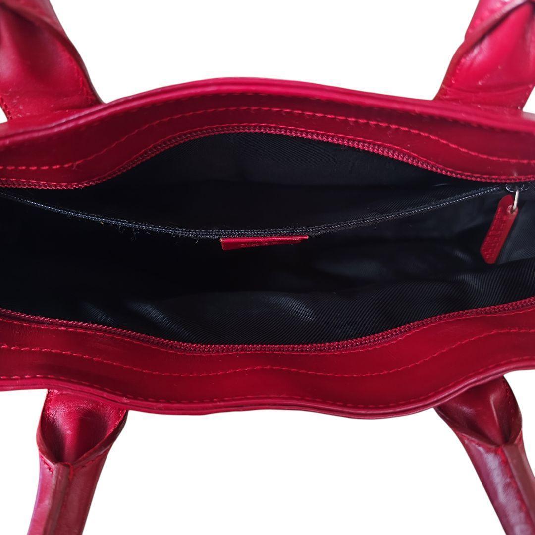 【美品】GUCCI グッチ GGキャンバス レザー トートバッグ レッド 赤