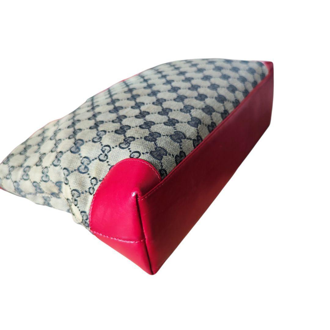 【美品】GUCCI グッチ GGキャンバス レザー トートバッグ レッド 赤