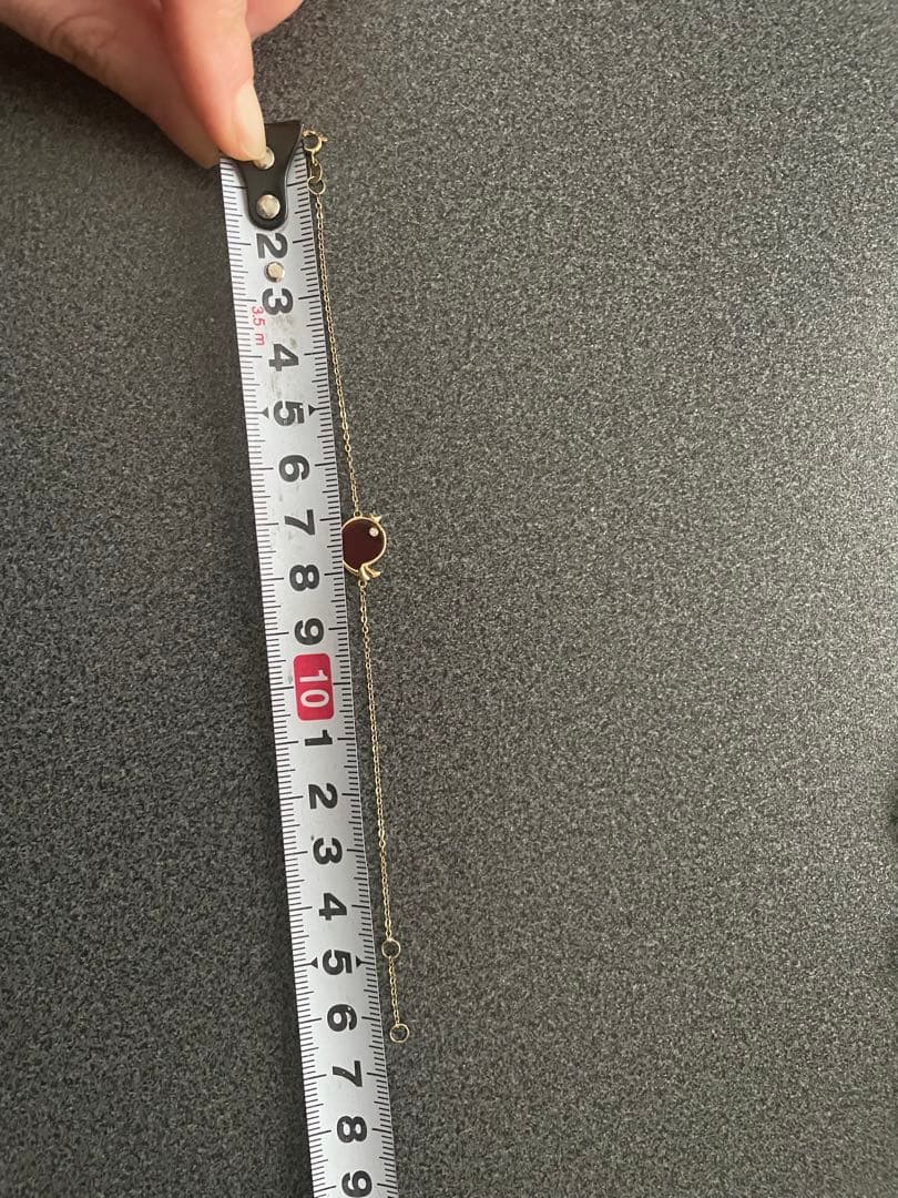 赤い幸せ鳥デザイン18kイエローゴールドブレスレット