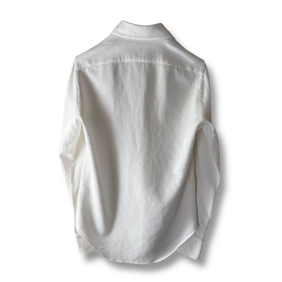 定番/Finamore/コットンワッフルシャツ/ホワイト