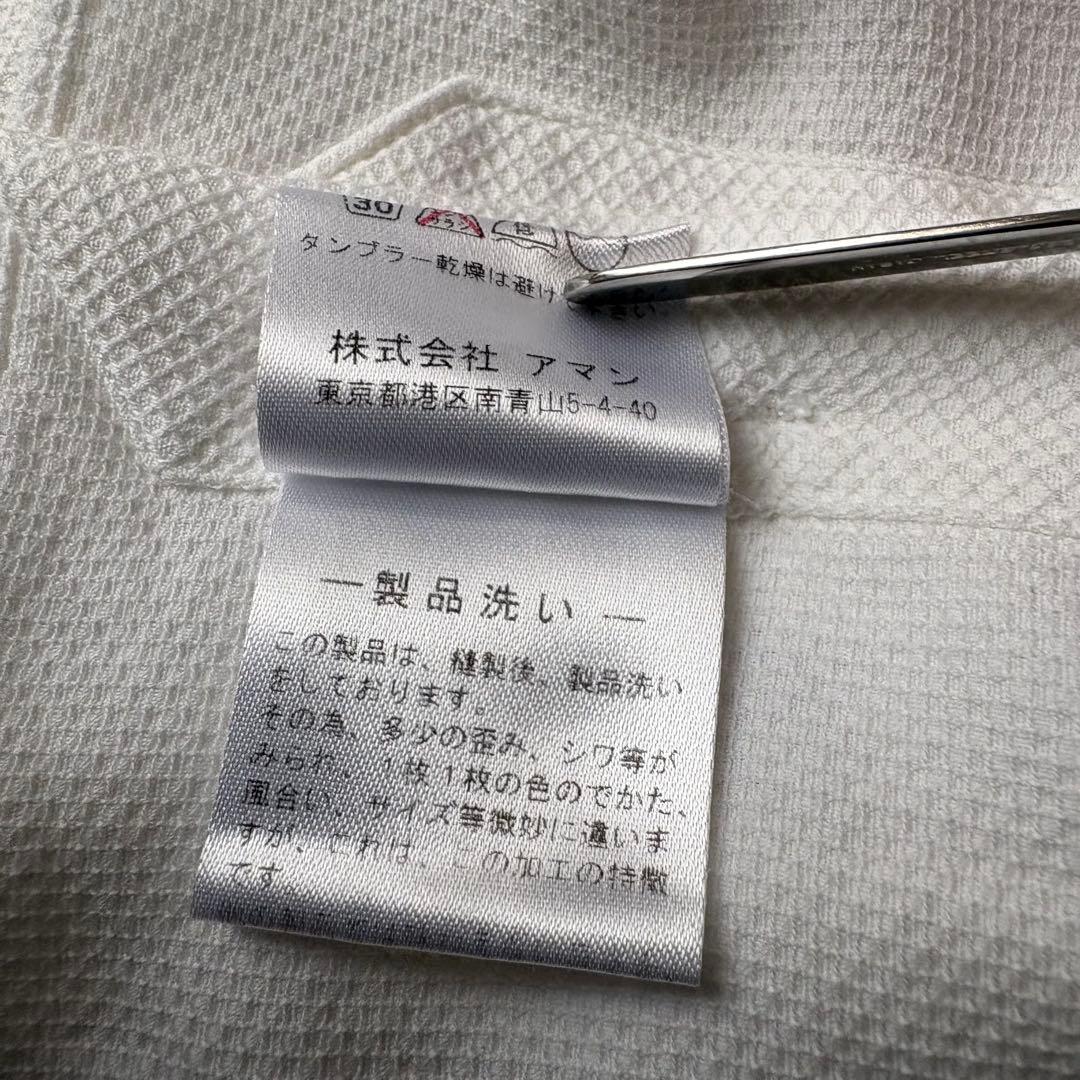 定番/Finamore/コットンワッフルシャツ/ホワイト