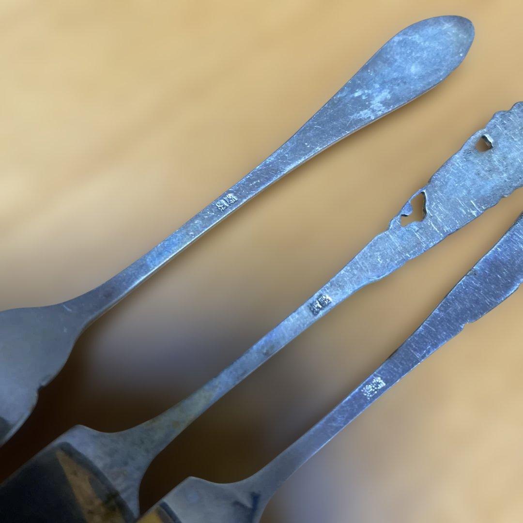 銀製 銀細工 浮彫 スプーンフォーク6本セット 昭和 ヴィンテージ 希少 日本製