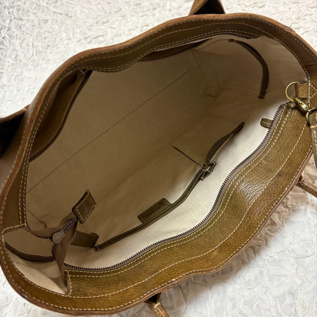 【極美品】ゲンテン 工具ロゴ トスカーナレザー肩掛けトートバッグ　3点セット